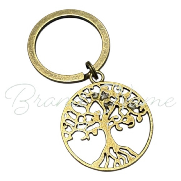 Rose Quartz Bronze Gold Tree of Life Handmade Keychain/Bag Tag - Picture 3 of 4